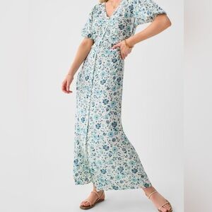 Faherty Women’s Sorrento Blue Floral Maxi Dress - Size M